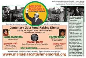 Mandela Gala Dinner 6.30pm – 12.30am Glasgow Hilton Hotel