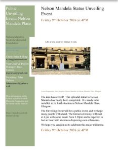 Nelson Mandela Statue Unveiling Event Friday 9th October 2026 @ 4PM